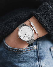 Load image into Gallery viewer, Marble Bar Bracelet - Silver + Carrara
